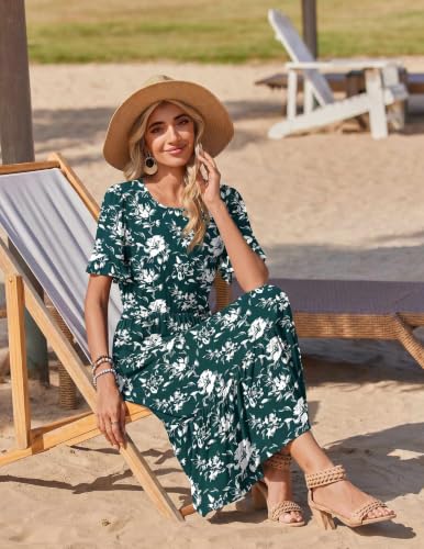 Image of Zeagoo Womens Summer Dresses 2026 Casual Midi Dress Flowy Sundress Ruffle Short Sleeve Tiered Dresses A Line Boho Dress