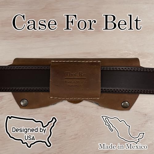 Image of Leather Glasses Case for Men - Vintage Rustic Belt Eyeglass Holder