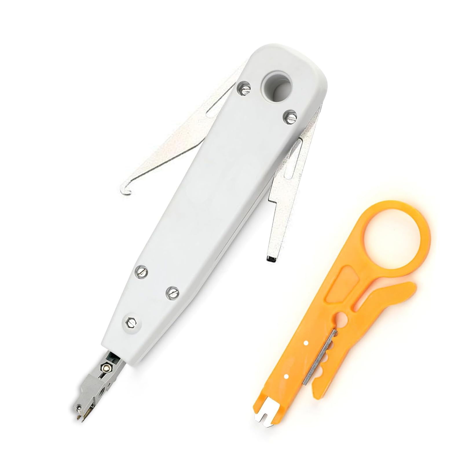 Ethernet Krone Tool With Wire Stripper Combo, Punch Down Impact IDC Network Tool for RJ45 Socket Cat5/Cat6/Ca7 & Telephone Cable