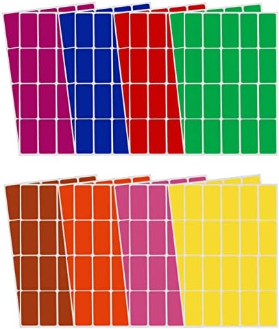 Royal Green Rectangular Color Coding Stickers 1.57inch x 0.75 inch Rectangle Label in 8 Assorted Colored Tags Labels for Kids (40mm x 19) 320 Pack