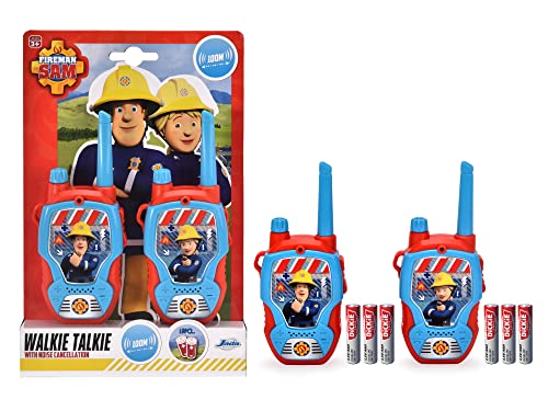 Dickie Toys Feuerwehrmann Sam Walkie Talkies für Kinder ab 4 Jahren - 2 Funkgeräte, 100m Reichweite, kindgerechte Lautstärke, Robustes Gehäuse - Rote Walkie Talkie Kinder Spielzeug - 203092005