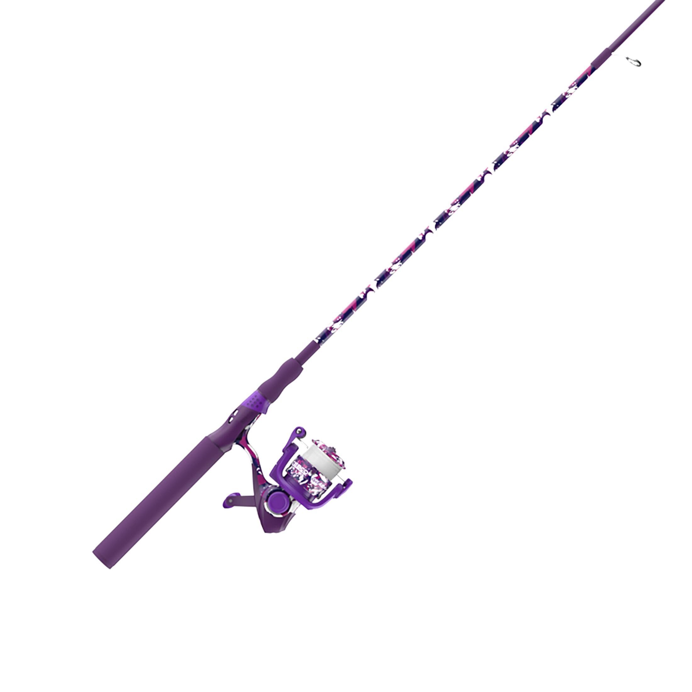 Zebco Splash Spinning Reel and Fishing Rod Combo, 6-Foot 2-Piece Fiberglass Rod, Med-Light Power Moderate Action, Size 20 Reel, Tidepool Purple
