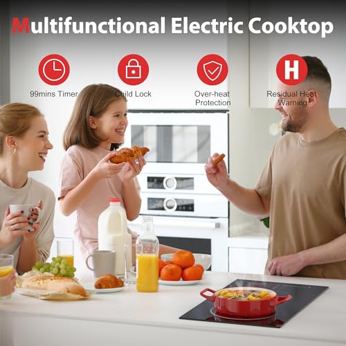 Image of Electric Cooktop 2 Burner 3200W, 12 Inch Electric Stove Built-in, 240V