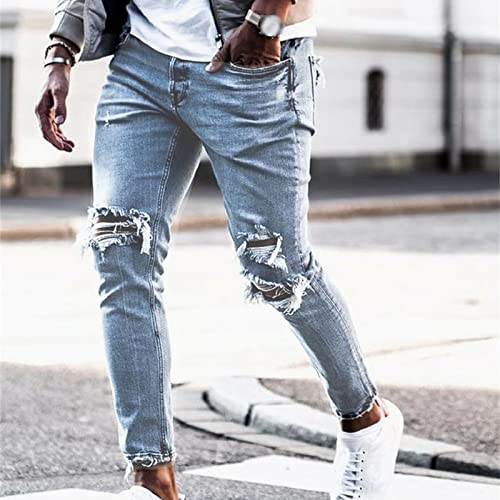 Maiyifu-GJ Ripped Skinny Jeans for Men Distressed Destroyed Denim Pencil Pants Slim Fit Stretch Jean with Broken Holes3