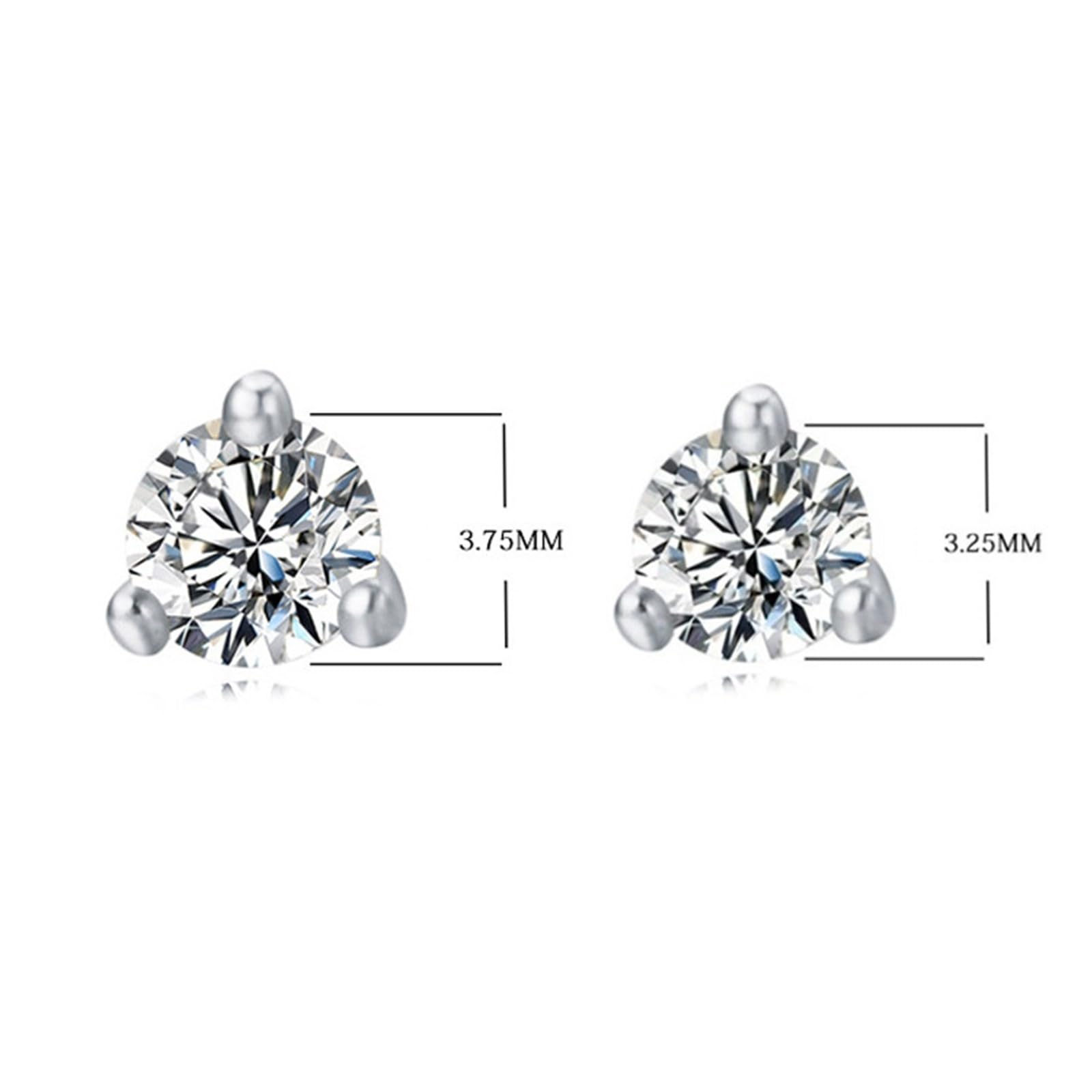 Ohrringe Ohrstecker Gelbgold 750 585 375 Echtgold Damen, Ohrringe Damen Einfach mit 3 Krallen Rund Moissanite 3.25MM–3.75MM Ohrstecker Echtschmuck für Hochzeit Braut, Gold
