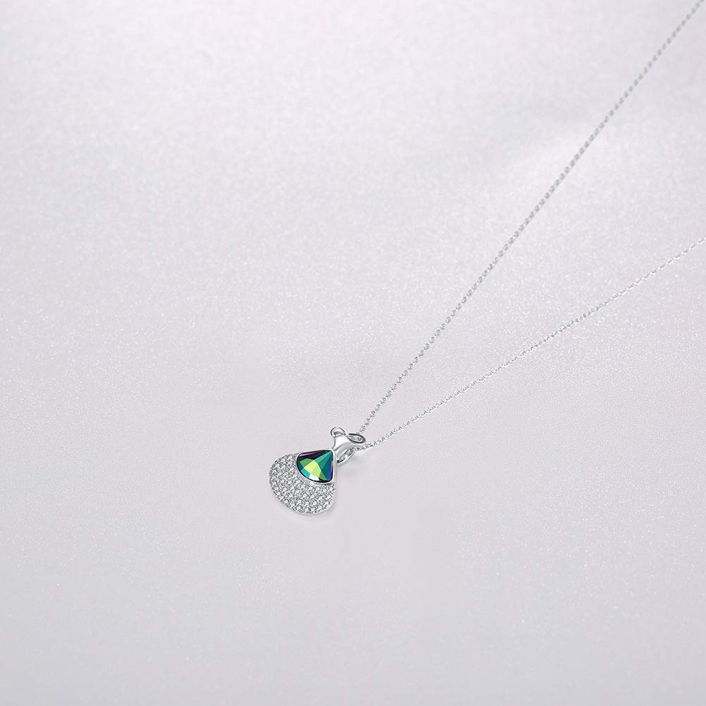 Collar de cristal Collar con colgante de concha de diamante de plata de ley S925