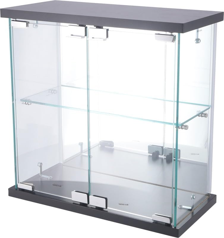 卓上ガラスコレクションケース BK 折りたたみ シ卓上 ガラス コレクションケース 収納 ディスプレイ ボックス コンパクト 小型 