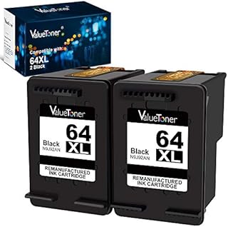Valuetoner Remanufactured Ink Cartridge Replacement for HP 64XL 64 XL Used in Envy Photo 7858 7855 7155 6255 6252 7120 6232 7158 7164 Printer (2 Black)