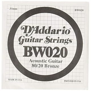 D’Addario BW020 Corde seule avec filet de bronze pour guitare acoustique Calibre .020 - Les Beatles, Paul McCartney, John Lennon, RIngo Starr, George Harrison