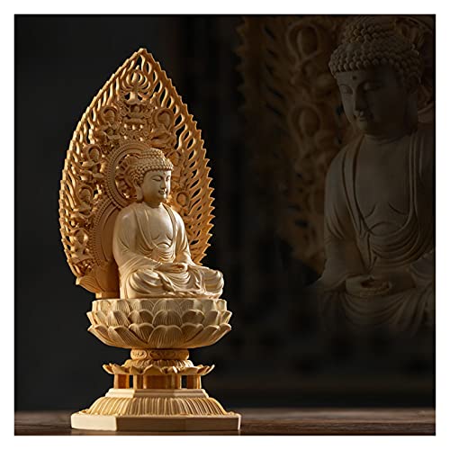 Cypress Wood Three Buddhas Sculpture Ksitigarbha Sakyamuni Guanyin Wood Buddha Statue Worship Home Decor Tianminjiedm (Color : Abc) #TOP4