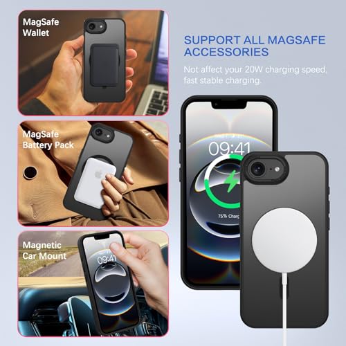 Coque iPhone 17e MagSafe antichoc fine coque arrière noire mate