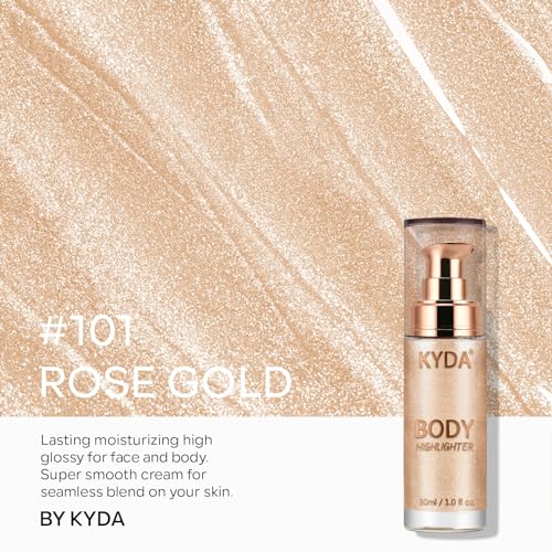 KYDA Body Luminizer, Waterproof Moisturizing and Glow Illuminator For Face & Body, Radiance All In One Makeup, Body Highlighter, 1 Fl.Oz, Rose Gold - Image 3