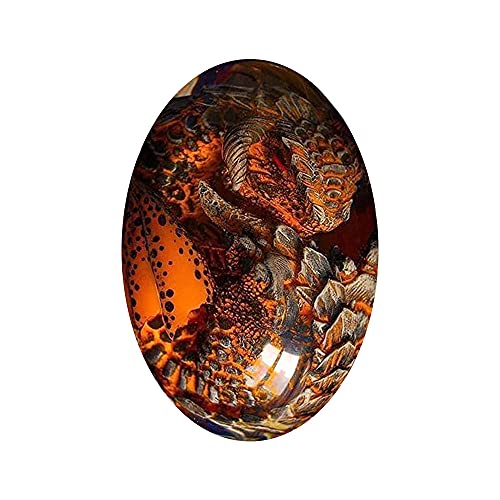 Oeuf de Dragon de Lave Ornements d'Oeuf de Dinosaure Cristal Transparent Sculpture d'Oeuf de Dragon en Résine Artisanat Statue Souvenir Ornement De Bureau Collection Décor De Bureau À Domicile(Rouge) Cover