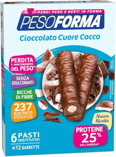 Pesoforma Barrette Cioccolato Cuore Cocco, 6 pasti