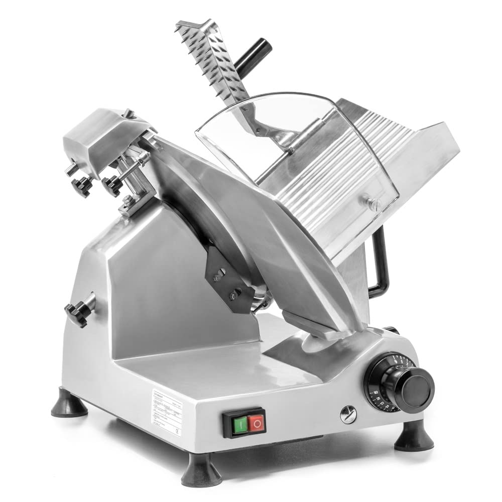 Affettatrice Elettrica Salumi Carne, Macchina Affettatrice Professionale, Lama in acciaio da 30cm, Corpo in alluminio anodizzato, Affilatore integrato, Spessore fette 0,2-12mm