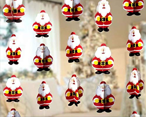 Image of Santa Claus 3D Paper Frills for Merry Christmas Decoration Pack of 4 Pcs | Premium Hanging Garland for Xmas Party | Festive Paper Decoration for Home Office Shop Decor Items