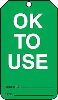 Accuform Signs, Cylinder Tag,Ok to Use,25/Pk,Pf-Cardstock
