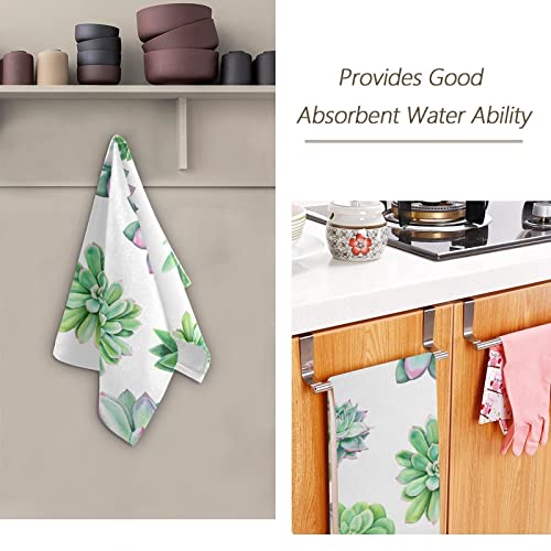 Shustary 2 Pack Mint Green Cactus Hand Towels For Bathroom,Tropical Summer Succulent Plants White Soft Absorbent Kitchen Dish Towels Decorative Hand Bath Towels For Shower,Face,Gym,Spa 14"X28" #TOP6