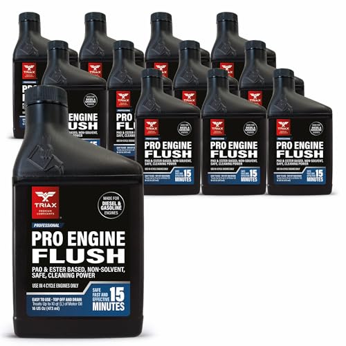 TRIAX Pro Engine Flush Oil-Based Deep Clean Motor Oil Flush Removes Sludge & Carbon | Non-Solvent | Safe for Engine, Seals, Injectors | Professional Shop Grade (16 oz - Pack of 12)