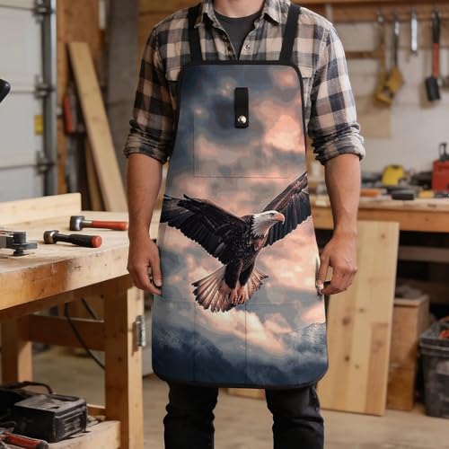 Delantal de trabajo ajustable Eagle In The Sky negro con 8 bolsillos miniatura 5