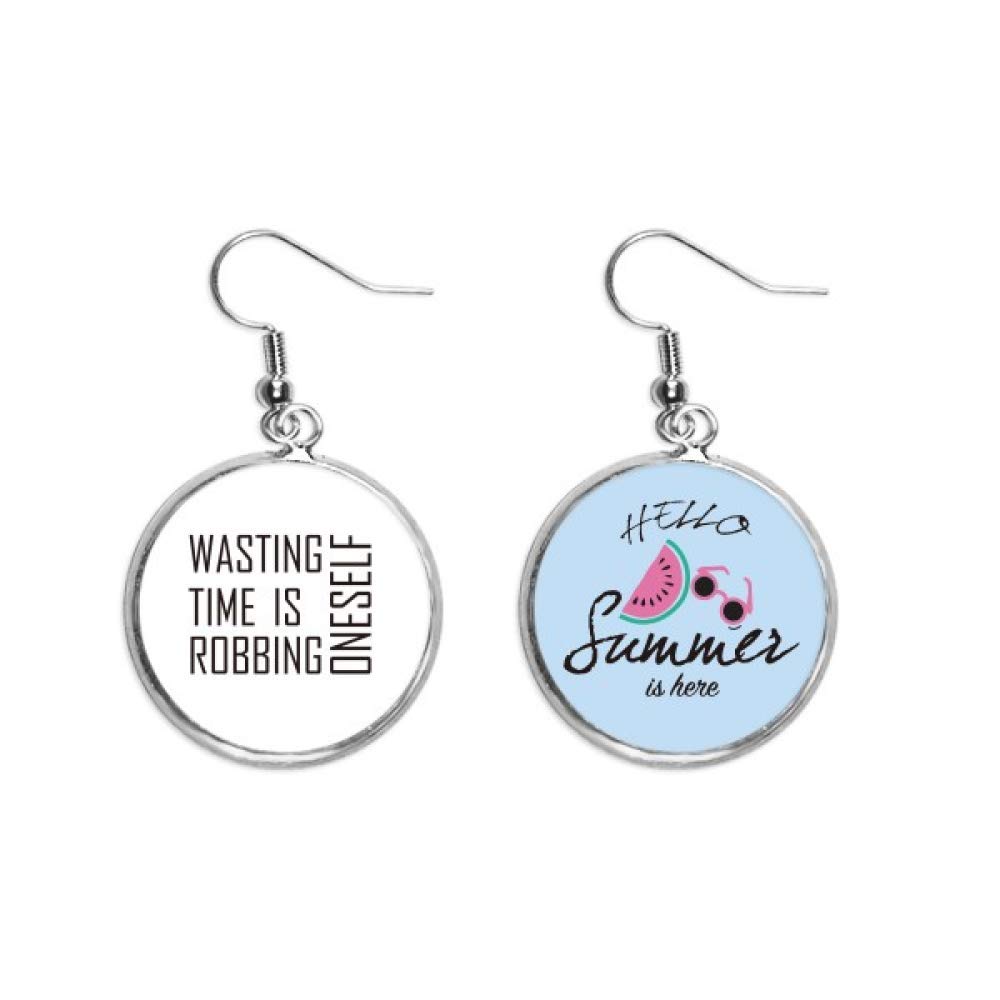 Pendientes de sandía con frase inspiradora sobre valorar el tiempo 5