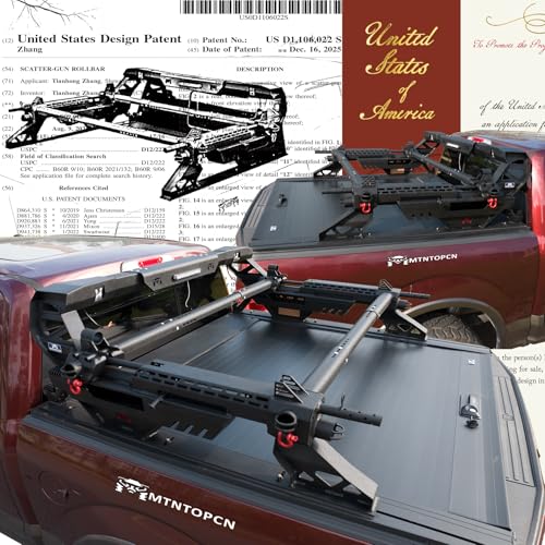 Image of Military Design Pickup Roll Bar Compatible with Ford F150 Raptor Jeep Gladiator Chevy RAM Toyota Trucks | Heavy-Duty Overland & Offroad 4x4 | Adjustable Width (Machine Gun Design Patent)