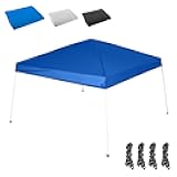 10x10FT Canopy Replacement Top Only, Waterproof Pop-Up Canopy Tent Top Cover with Ropes, Instant Canopy Top Sunshade Silver Coated for Outdoor Garden Patio Camping (Blue)