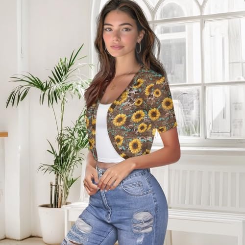 Womens Short Sleeve Cardigans Lightweight Summer Cardigan Trendy Bolero Shrug Cute Floral Cardigan Sheer Bolero3