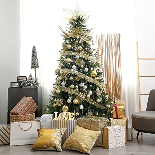 30PCS Christmas Glitter Snowflake Ornaments Plastic Snowflakes Ornaments-Xmas Tree Decorations,4.7-inch (Gold) - image 6