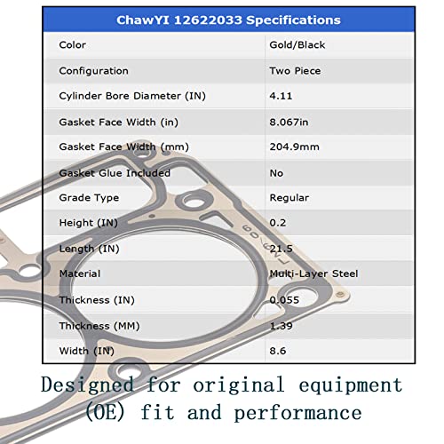 Image of 5-Layer MLS Cylinder Head Gaskets 12610046 for 6.0L /6.2L LS3 LQ4 LQ9 L96 L76 L92 L99 Series Engines, for GM for Chevrolet for GMC for Cadillac Hummer Pontiac SAAB 12622033, 2PCS