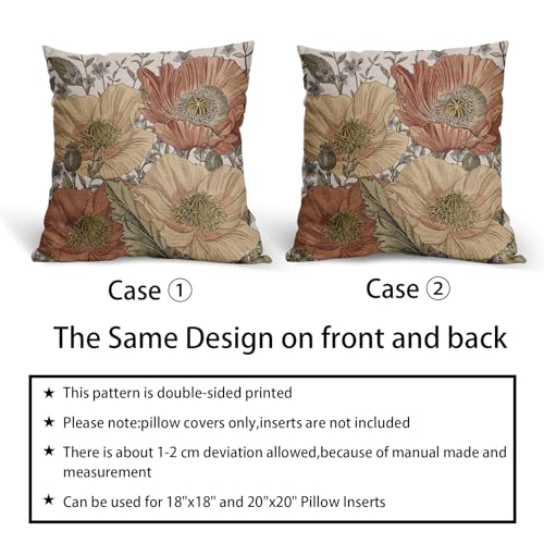 Housses de coussin floral 40x40 cm marron rouillé extérieur