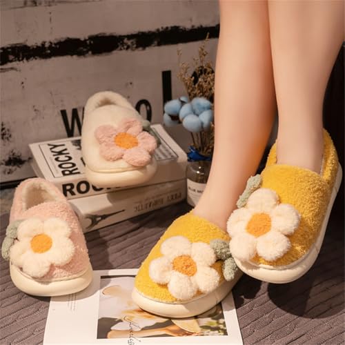 Epsion Plush Floral Cotton Slippers for Women Indoor Non-slip Home Thick Bottom Shoes4