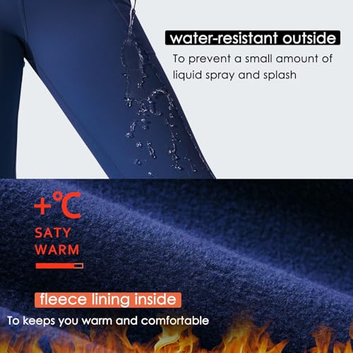 Willit Girls Fleece Lined Pants Flare Leggings with Pockets High Waist Yoga Pants Bootcut Water Resistant3