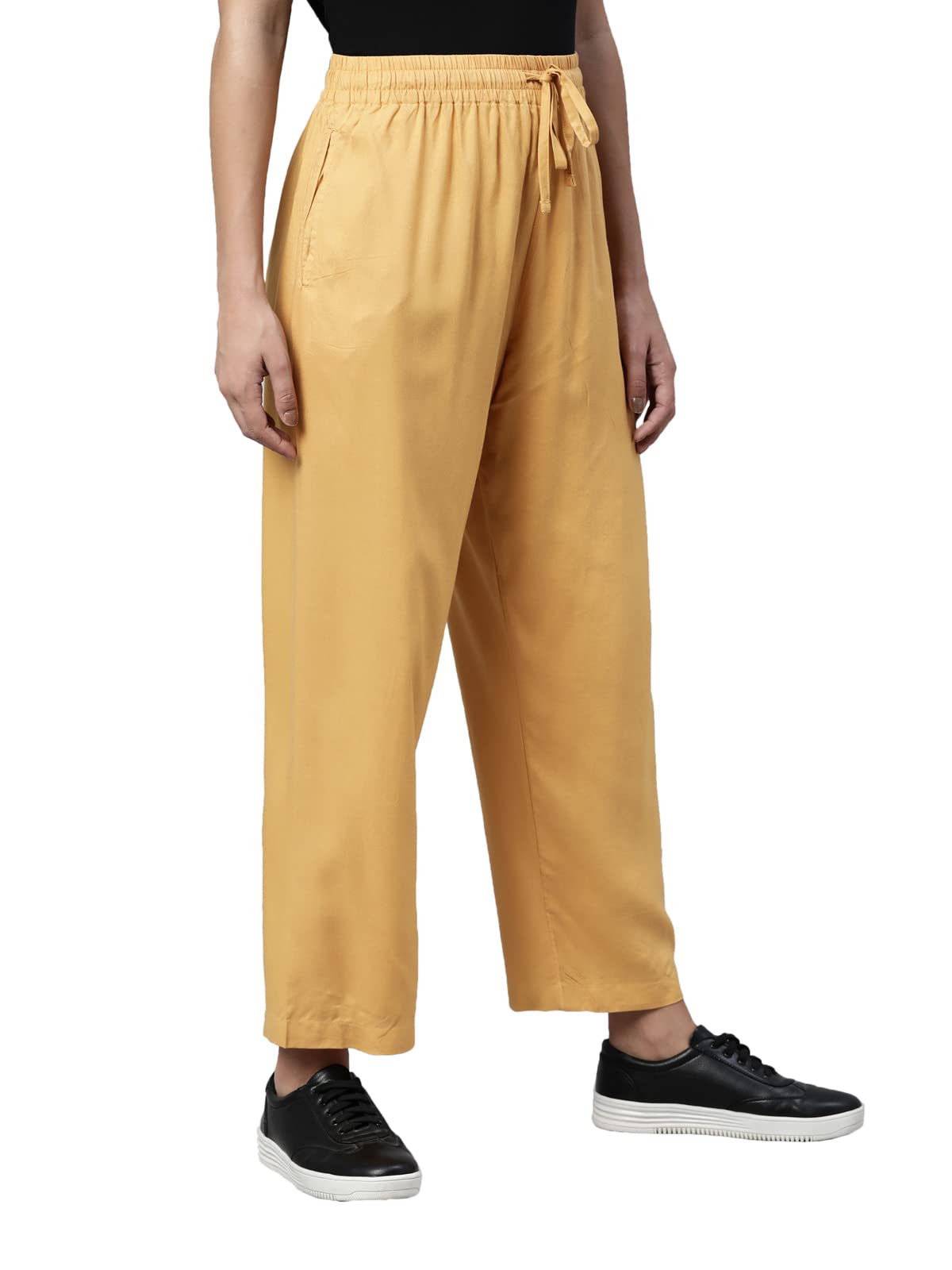 TWIN BIRDS Women Regular Fit High Rise Caramel Custard Beige Coloured Viscose Fabric Casual Kurti Pant with Functional Pocket - (3XL) - Image 3 thumbnail