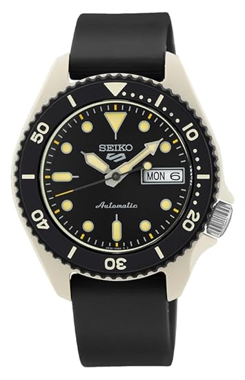Seiko 5 Sports – SRPG79K1 For Men, Analog, Genuine Leather Watch, Black dial, Black strap