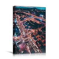 Canvas Wall Art City Lightscape Cityscape Colorful Modern Multicolor Neon Photography Places - 12x18 inches