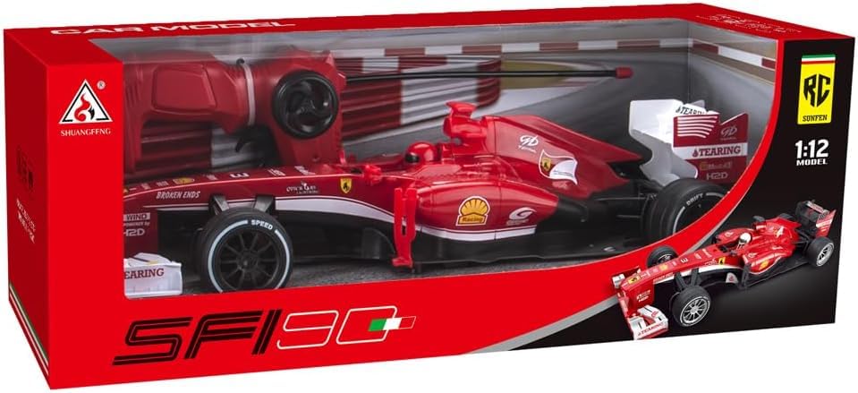 Image of Royal Cellar SF90 Remote Control Formula 1 Racing Car, Red, 1:12 Scale Model, RC Toy with Controller, Ages 3+