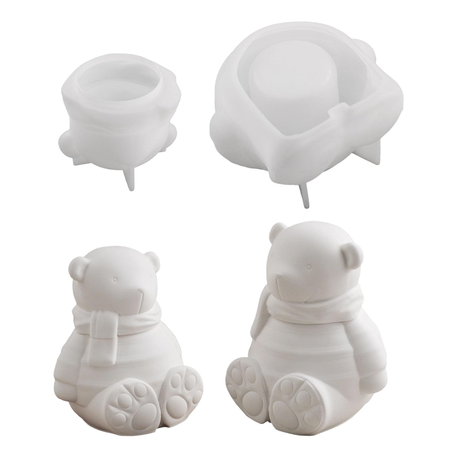 Xjdzineq Bear Shape Resin Jar Silicone Molds with Lid for Epoxy Resin Holder Storage Jar Wedding Decoration Chocolate Silicone Mold