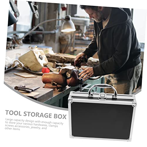 Image of COLLBATH Aluminum Alloy Tool Storage Box with Handle Large Capacity Portable Organizer Case Multifunctional Makeup Briefcase for Home Office Travel 9.05X6.49X2.36 Inch