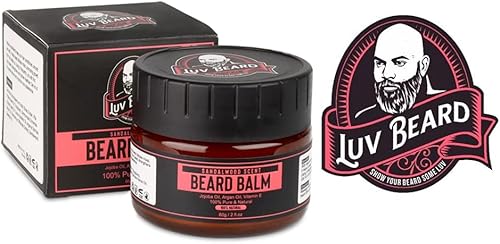 Luv Beard Balm for Men – 2oz Beard Styling Balm – Pure and Natural Sandalwood Beard Balm with Shea Butter, Jojoba Oil, Vitamin E – Beard Conditioner Balm for Hair Growth and Softening