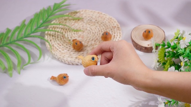 Set de 6 Figuras de Pájaros de Madera Decorativas miniatura 7