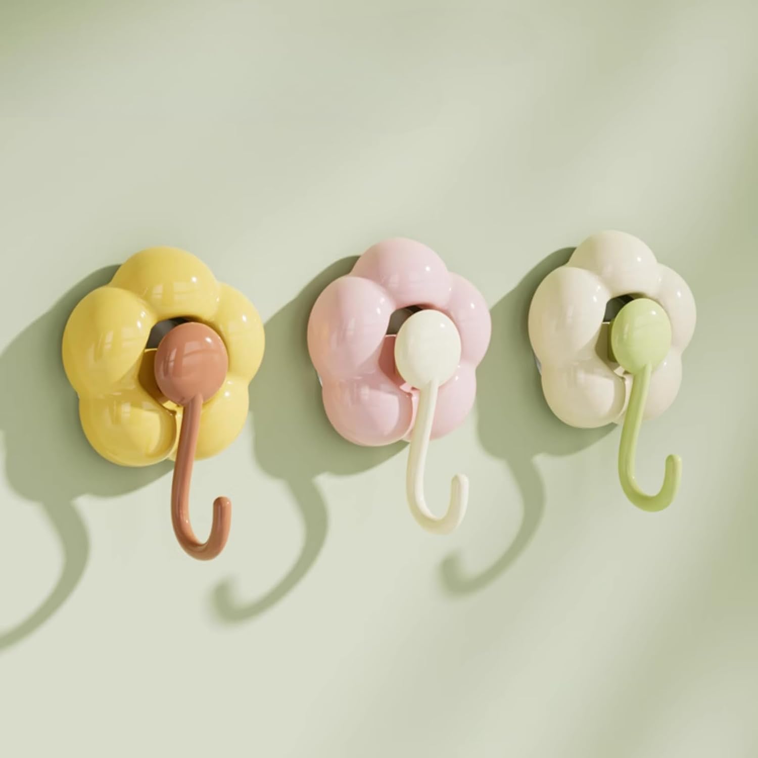 House of Quirk No-Trace Vacuum Suction Cup Hooks | 3 Pack Heavy Duty Floral Wall Hooks for Bathroom, Kitchen & Door Back | Removable Reusable Storage Hangers (Multicolor)-image-16