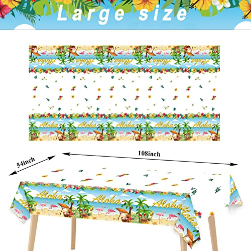 Image of Tevxj 3 Pieces Tropical Luau Party Tablecovers Hawaiian Beach Theme Tableclothes for Summer Beach Party Aloha Decorations Supplies 54X108inch