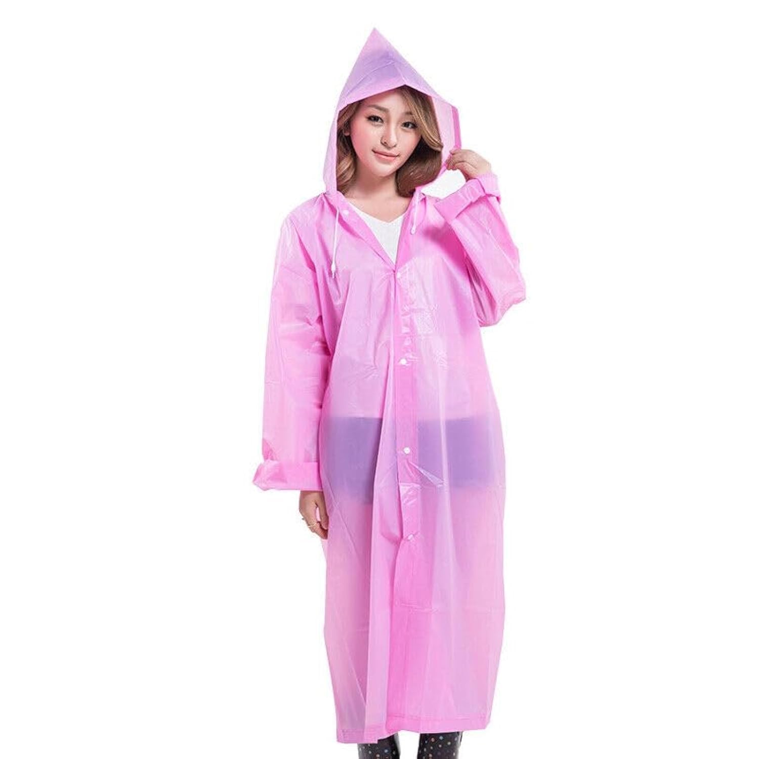 Boolavard Unisex Pink Adults Rain Poncho, Lightweight, Reusable, And Packable On The Go Rain Protection (Uk, Alpha, One Size, Regular, Regular, )