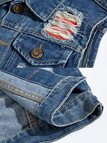 ebossy Men's Vintage Distressed Sleeveless Denim Jacket Casual Slim Fit Washed Jean vest4