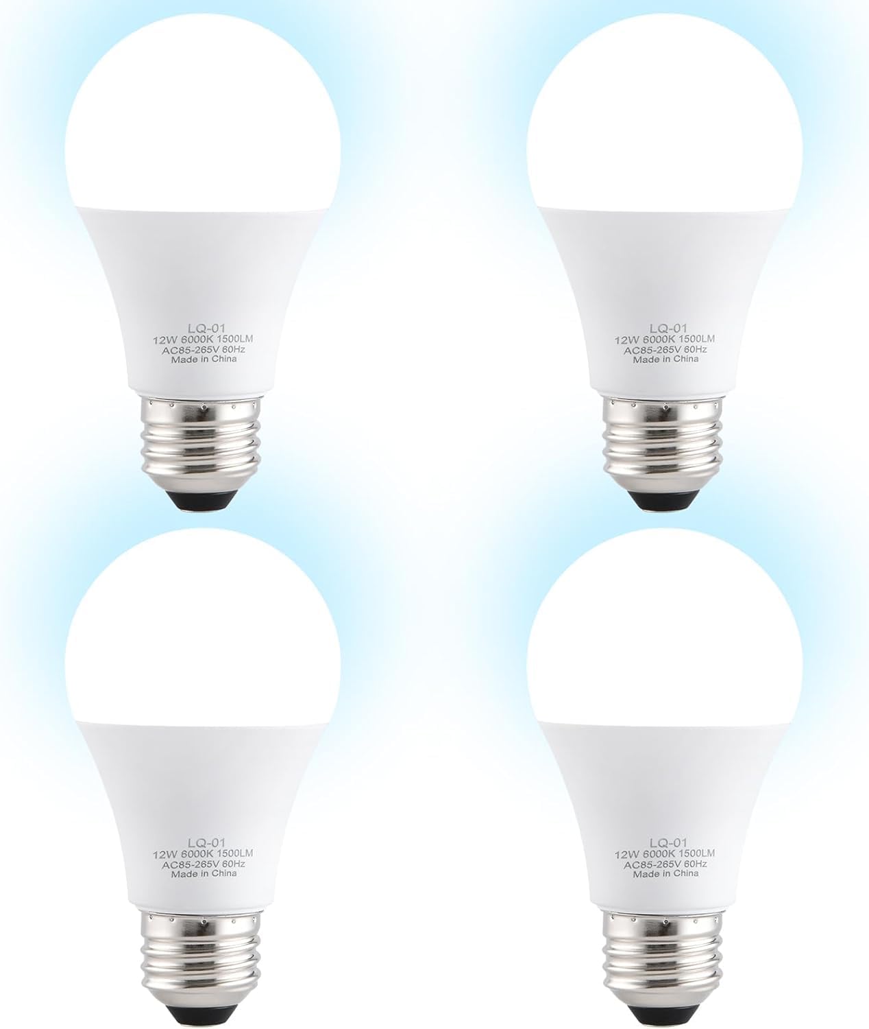 4PK Garage Door Opener Light Bulbs, 1500LM Ultra Bright, Minimize Interference, Compatible with Most Garage Door Openers, 12W, 6000K White, 120V, A19 Bulbs with E26 Base