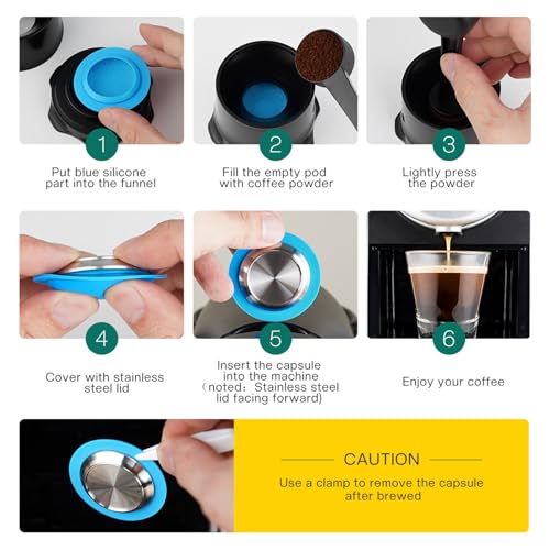 Capsules de café réutilisables Zenius rechargeables en acier inoxydable avec support