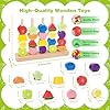 GiddyGlow Juguetes de Madera Montessori para Niños 2 3 4 Años: Juego Educativo con Ensartar Cuentas y Apilar Bloques para Motricidad Fina + Regalo Niña Niño 2-5 Años #5