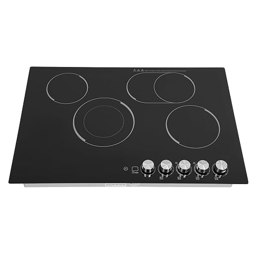 4-Burner Cooktop 110V Electric Stove Top with Independent Knob Child Lock 5 Power Levels Ceramic Cooktop for Kitchens, No Plug (30Inch)