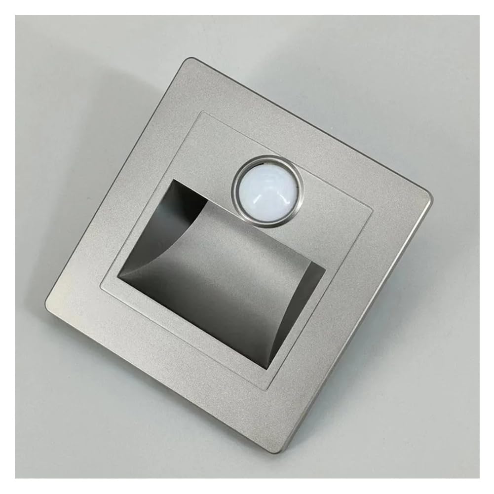 Opaeroo Motion Sensor Stair Lights 3W 3000K Recessed LED Step Light Indoor Stair Step Wall Lamp Staircase Bedroom Decoration Silver — image 1